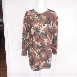 Love Riche Oversized 100 Cotton Camo Sweater Dress